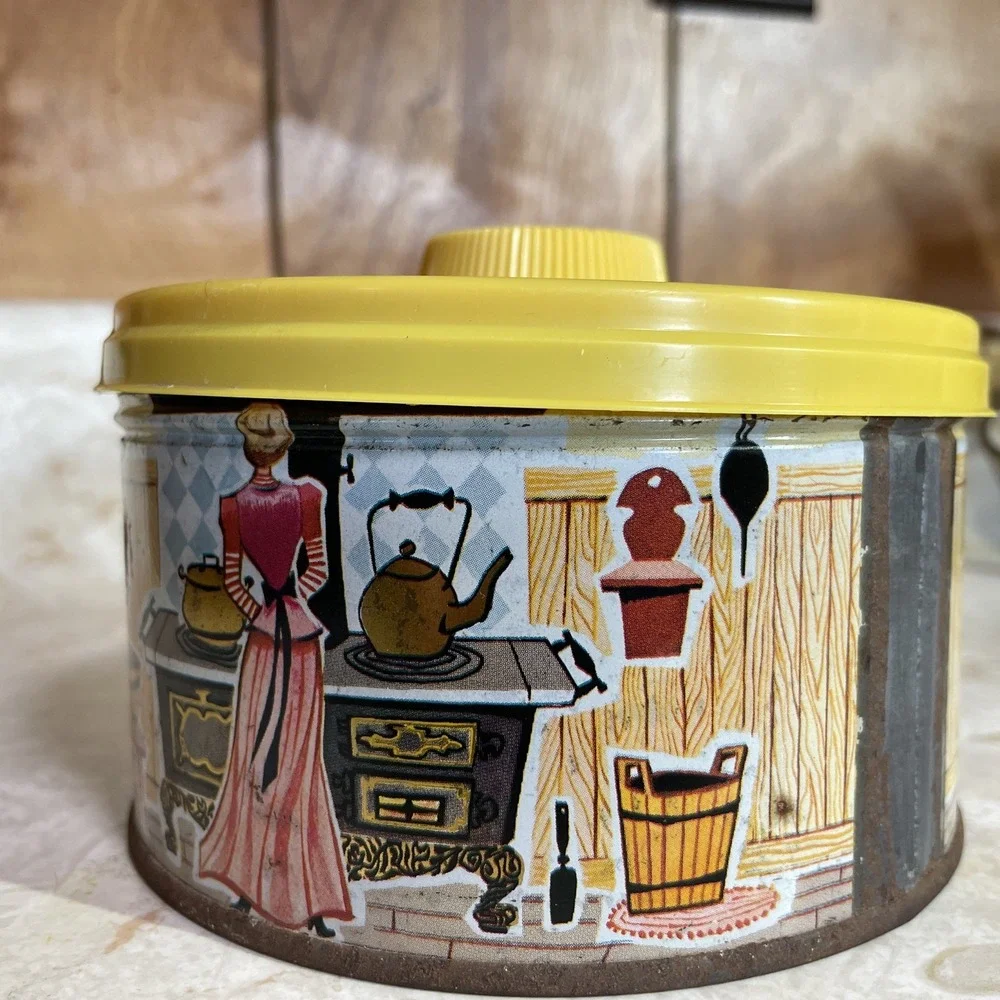 Vintage‎ Mrs. Leland's Butter Bits Candy Tin With Yellow Lid